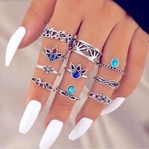 10 PIECE BOHEMIAN RING SET
